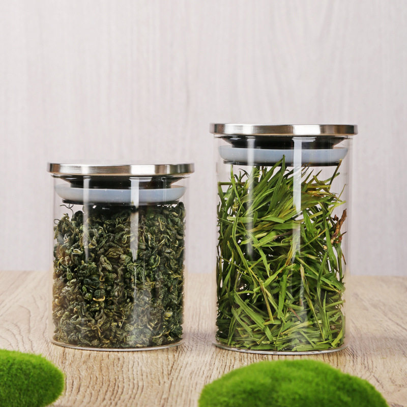 Glass Storage Jar Glass Jar Kitchen Sealed Storage Jar Stainless Steel Cover Borosilicate Transparent Storage Jar with Lid
