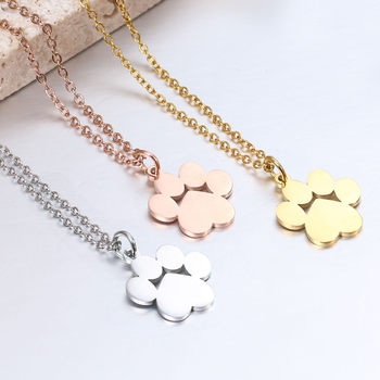 Foreign Trade Hot-Selling Titanium Steel Creative Pet Cat Paw Dog Paw Pendant Necklace Women's Personalized Simple Short Clavicle Chain