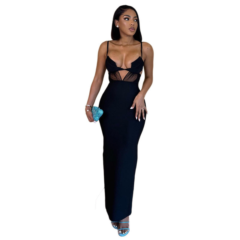 Fashionable Womens Sleeveless Backless Bodycon Maxi Dress Solid Color Slim Fit Elegant Evening Gown Perfect for