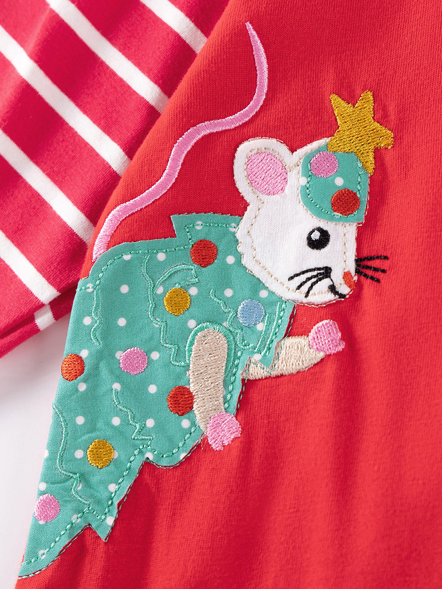 [Style] Kids' Dress, Cartoon Autumn Girls' Dress, Striped Long-sleeve Kids' Skirt