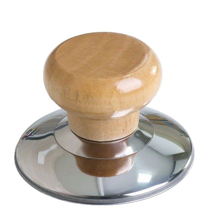 Anti-Scalding Pot Lid Handle Wooden Pot Lid Handle Pot Lid Cap Top Bead Universal Lid Stainless Steel Lid Top Cap Solid Wood