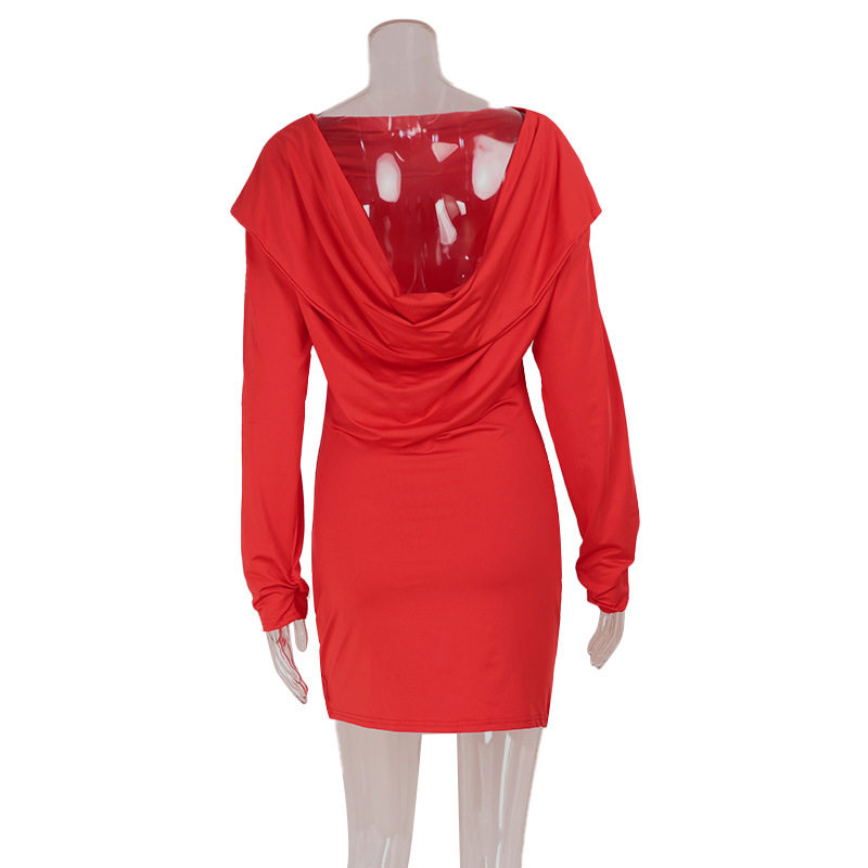 Elegant Red V Neck Backless Dress Slim Fit Solid Color Sophisticated Style Perfect for Parties and Formal Events