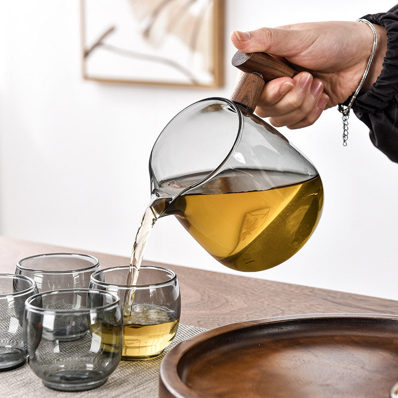 Japanese Style Smoke Pot Set Glass Teapot Electric Ceramic Stove Tea Maker High Temperature Resistance Filter Pot Wooden Handle Side Handle Pot