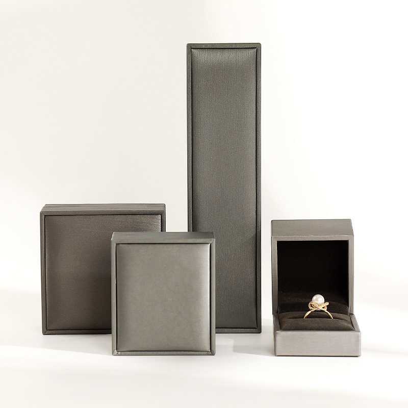 Pu Leather Brushed Jewelry Box Pu Jewelry Storage Box Ring Necklace Earring Box Jewelry Packaging Box Manufacturer Wholesale