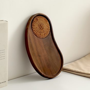 Cross-Border Acacia Wood Cashew Nut Tray Solid Wood Tray Hotel Coffee Cup Snack Tray Tea Tray Household Water Cup Tray