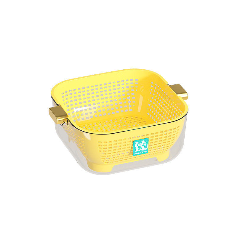 Printable Label Trendy Fruit and Vegetable Washing Basin Multifunctional Double-Layer Draining Basin Thickened Pet Kitchen Draining Basket