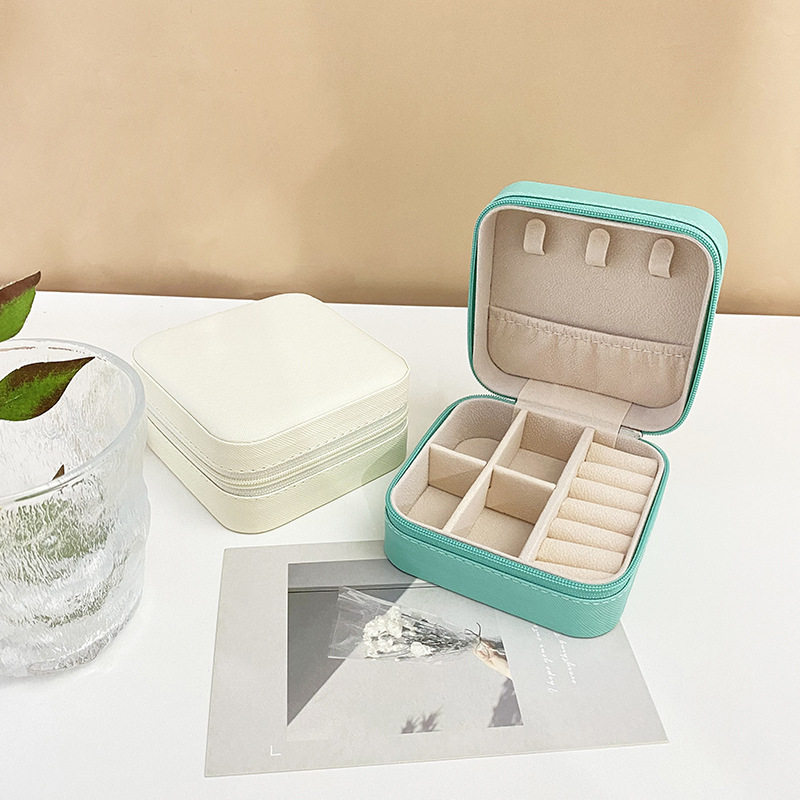 Jewelry Storage Box Cross-Border Portable Zipper Bag Travel Jewelry Earrings Earrings Pu Jewelry Storage Box
