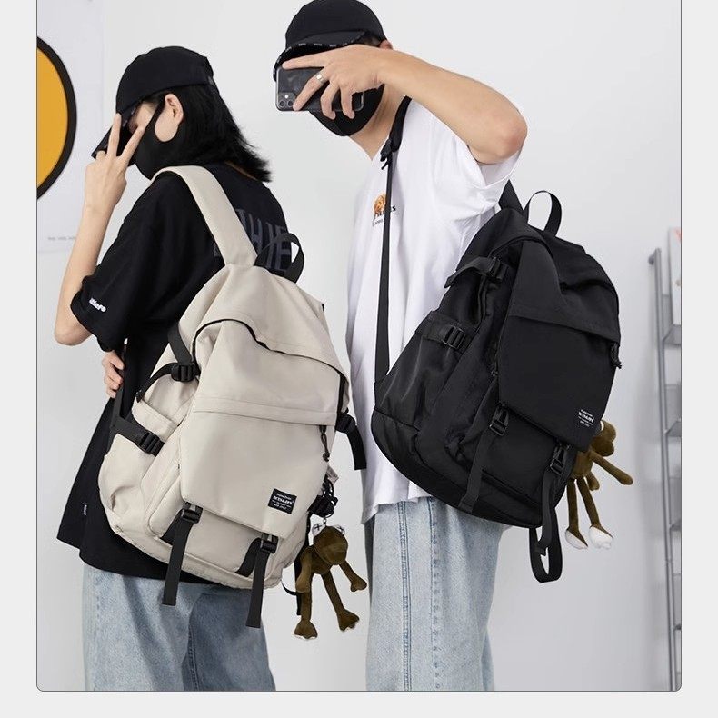 Ins Backpack Men's Simple All-match Large Capacity Casual Travel Backpack Women's Junior High School Student Senior high school College Student Schoolbag