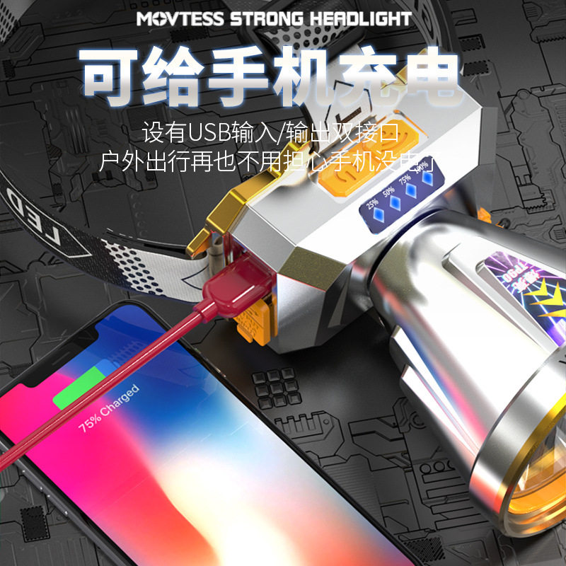 Long endurance headlamp LED headlamp head-mounted strong light rechargeable super bright night fishing outdoor construction site bright far mine