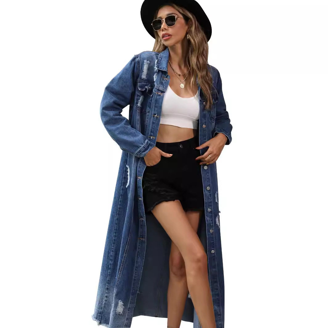 Vintage Slim Fit Long Sleeve Denim Dress for Women Waist Defining Stylish Comfortable Perfect for Casual Outings