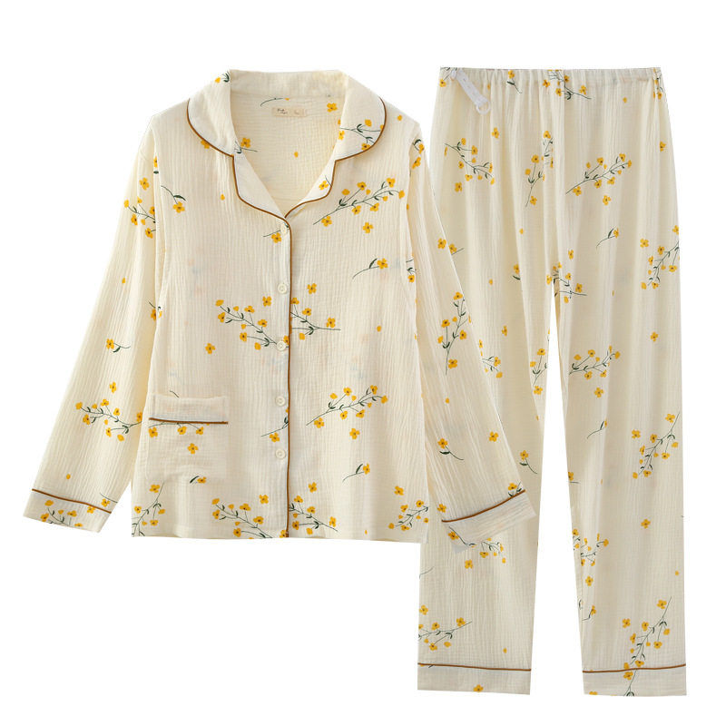 Pure Cotton Spring and Autumn Moon Suit Double Gauze Pregnant Women's Pajamas Thin Postpartum Breast-feeding Cotton Long-sleeved Home Suit