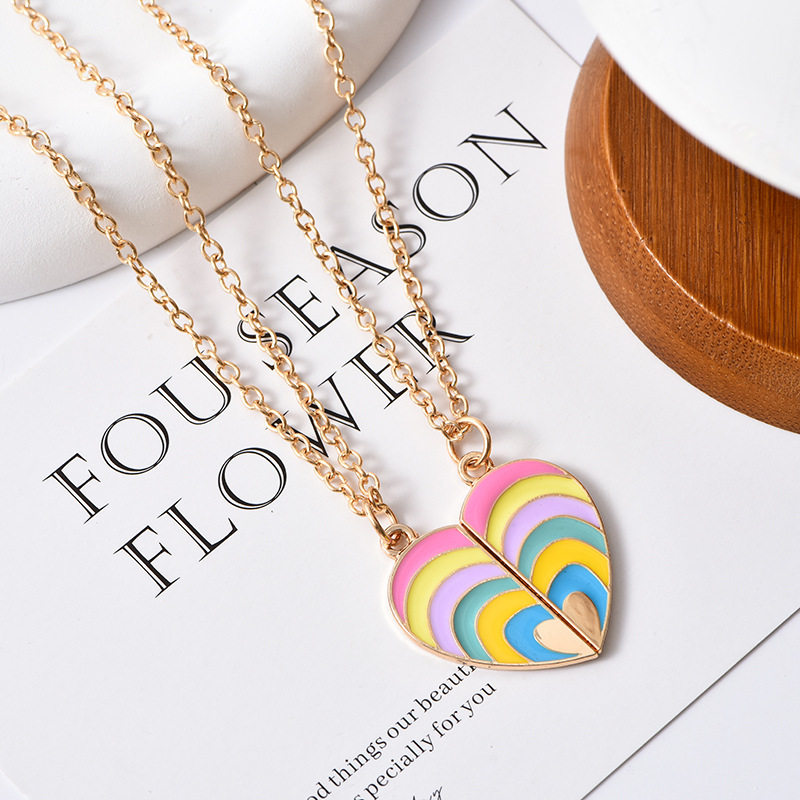 欧美饰品 BEST FRIENDS心型方块吊坠 闺蜜吊坠心形项链