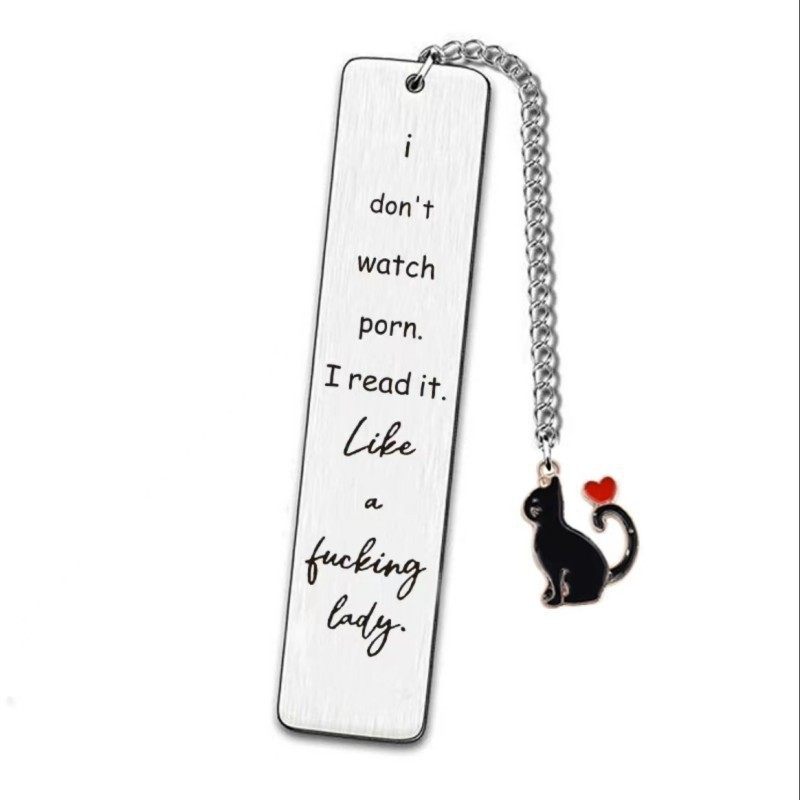 Cross-Border Best-Selling Amazon New Stainless Steel Engraved Bookmark Cartoon Cat Keychain Teacher Student Gift