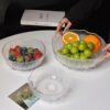Japanese-Style Glass Glacier Fruit Plate for Home Living Room Light Luxury Snack Basket Display Fruit Plate Salad Bowl Set