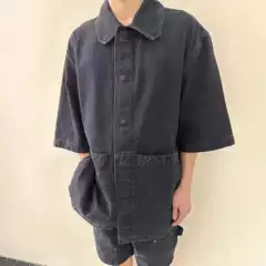 High-Quality Original Lv 26Ss Spring/Summer New Heavy-Duty Workwear Short-Sleeve Shirt, Vest, and Work Shorts Set