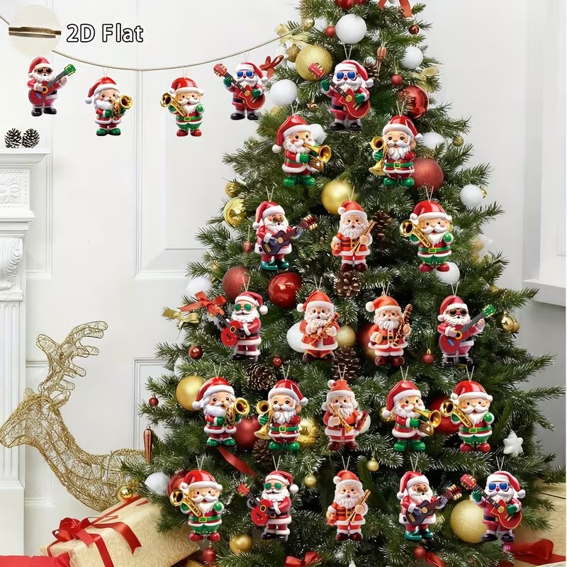 Трансграничные новые продукты Christmas Dwarf musical instrument group series 2D деревянная подвесная Рождественская елка для украшения домашней атмосферы