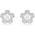 New flower pearl roman white gold stud earrings