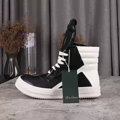 Black and White Inverted Triangle High-Top Shoes for Men, Thick-Soled Ro Men's High-Top Version Triangle White Women's Large Hook Sneakers for Men Trendy Age