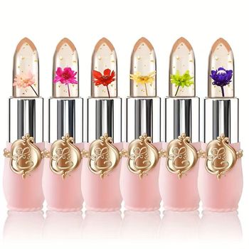 Cross-Border Popular Warm-Changing Dried Flower Lipstick Lipstick Color-Changing Flower Lipstick Moisturizing and Long-Lasting Makeup Wholesale