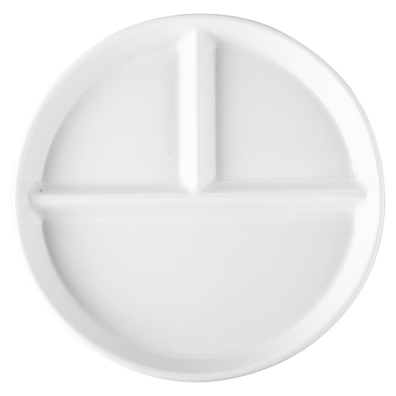 Nordic Simple Pure White Three-compartment Plate Ceramic Household Dielectric Dinner Plate Fat Reduction Dinner Plate Student Fast Food Plate snack plate