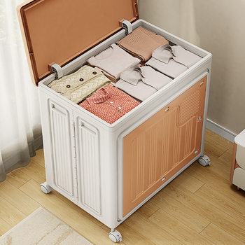 Installation-Free Storage Box, Large Capacity, Super Large Household Storage Box, Flip-Top Wheeled Foldable Clothing Quilt Storage Box