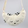 Cute creamy-white embroidered plush dumpling rabbit long ear messenger bag for mobile phone bag