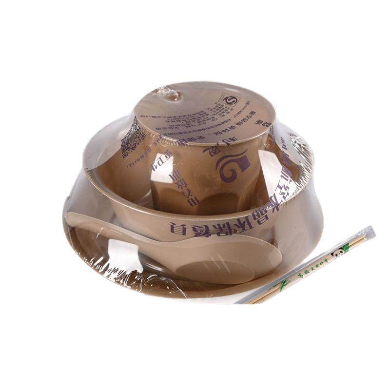 Factory Direct Sales Disposable Rice Husk Tableware Four-Piece Set Camping Style Biodegradable Restaurant Thickened Set