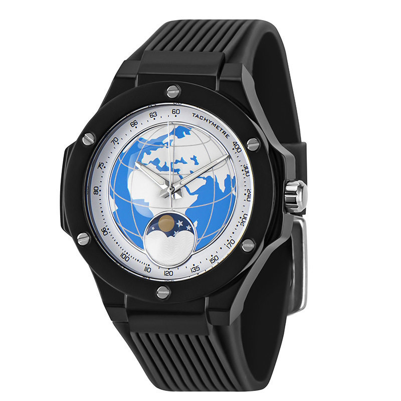 2026 New Model Student Quartz Watch Trendy Fashion Creative Globe Dial with Luminous Hands Sports Silicone Watch