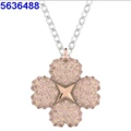 Double-sided four-leaf clover champagne gold and platinum necklace