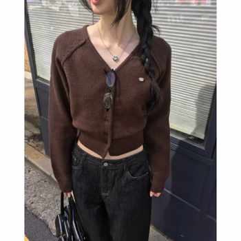 2025 Autumn and Winter Korean Pure Color Daily Matchinging Knitted Cardigan 6 Colors