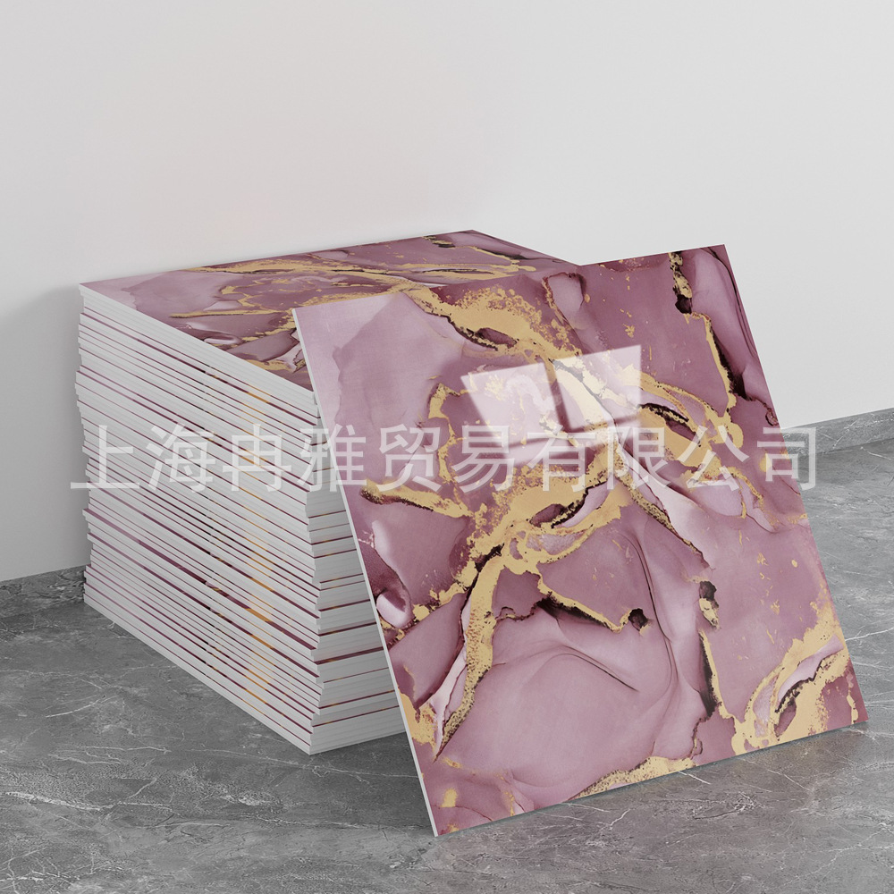 跨境外贸仿大理石鎏金3d墙面翻新装饰贴纸防油防水墙纸自粘瓷砖贴
