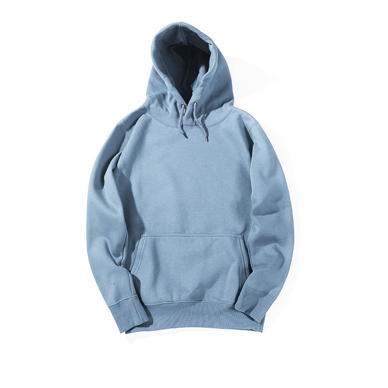 春秋毛圈纯色套头连帽卫衣可印图案空白抓绒秋冬加绒卫衣批发