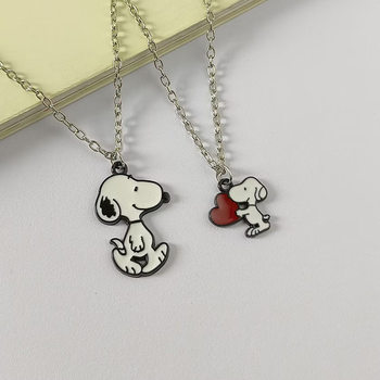Classic Animated Cartoon Joint Snoopy Black and White Pendant Cool Disco Hip-Hop Trendy Girlfriends Couple Sweater Chain