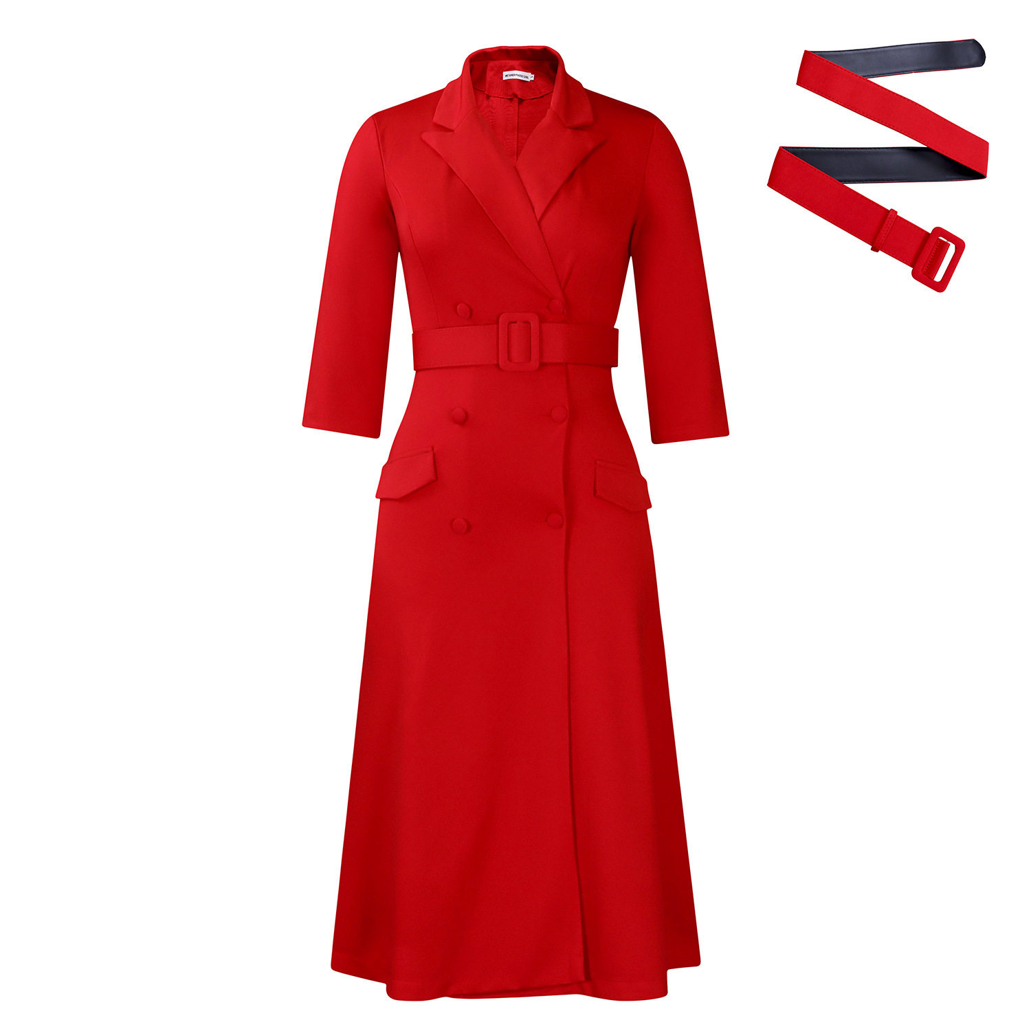 Double Breasted Blazer Dress Elegant Solid Color Mid Length Fashionable Design Perfect for Office or Casual Events