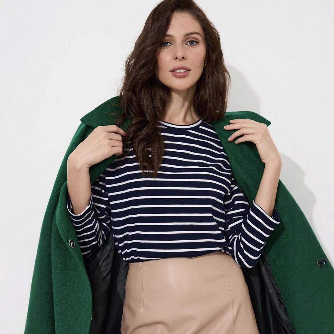 Striped Long Sleeve T Shirt for Women Casual Loose Fit Slimming Design Spring Summer Style Wholesale Available