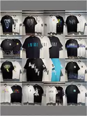 25 New Cross-Border Niche Am Peace Dove Flow Paint Graffiti Lettering Starry Sky Classic Logo Print Short-Sleeve Couple T-Shirt