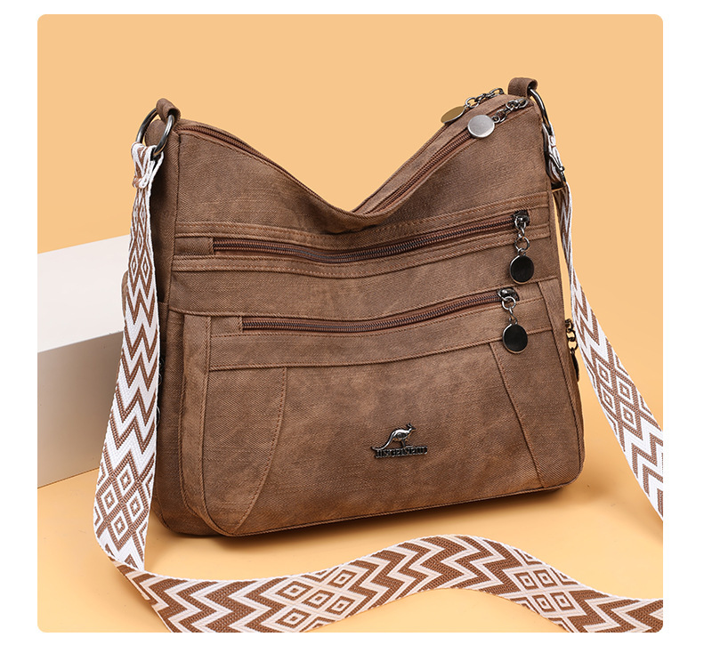Túi tote nữ đeo vai cỡ trung chất liệu nylon mềm, nhiều ngăn tiện dụng — màu đen, Màu nâu, màu xám, Màu xanh dương