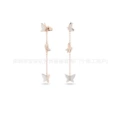 Tassel butterfly rose gold and white diamond stud earrings