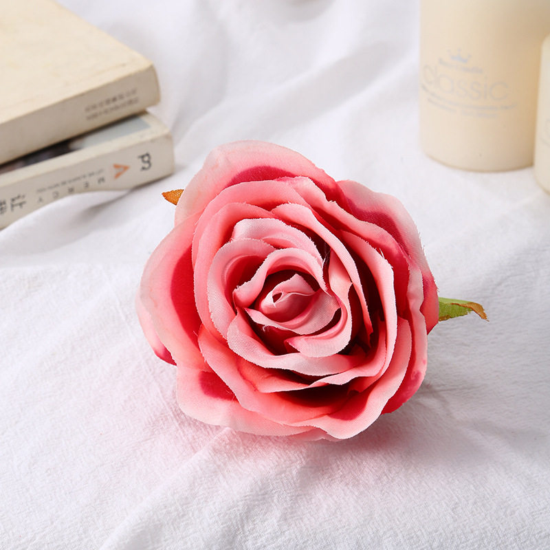 仿真玫瑰花头DIY假花绢花婚庆婚礼花材胸花发饰装饰花玫瑰花批发