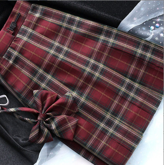 芳华チェックスカート