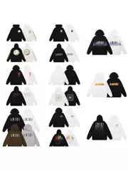 Cross-Border Trendy Brand 2025 Autumn and Winter High-Quality Version Amiri Letter Logo Printed Pure Cotton Men's and Women's Hooded Sweatshirts