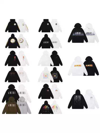 Cross-Border Trendy Brand 2025 Autumn and Winter High-Quality Version Amiri Letter Logo Printed Pure Cotton Men's and Women's Hooded Sweatshirts