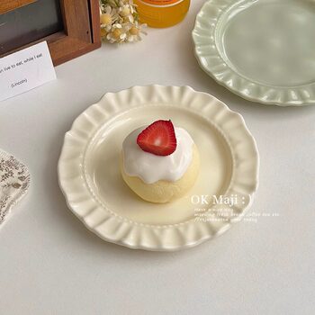 Ins Style Cute Plate, High-End Dessert Plate, Ceramic Tableware, Dessert Plate, Exquisite Fruit Cake Plate