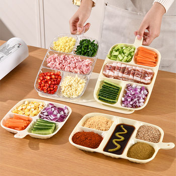 Side Dish Plate, Hot Pot Flavor Plate, Dipping Sauce, Onion, Ginger and Garlic Kitchen Compartment Storage Plate, Multi-Functional Household Large Food Preparation Plate