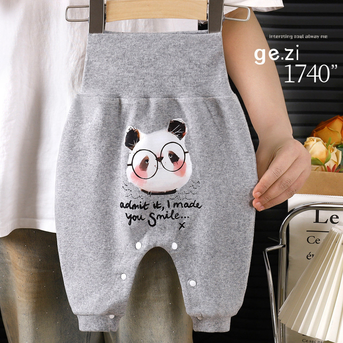 Baby Big PP Pants, Spring & Autumn Cotton Version, Boys & Girls High-Waist Belly-Protecting Snap-Button Easy-Wear Pants, 7A Antibacterial Outerwear