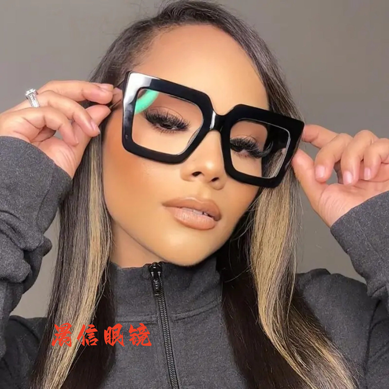 Square Simple Flat Mirror Women's 2024 New Glasses Frame Fashion Popular European and American Ins Anti-Blue Light Glasses Frame