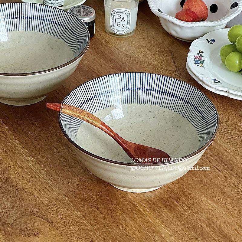 Japanese style retro bucket bowl soup noodle bowl ceramic high temperature under glaze color ramen snail powder suo powder bowl one-person rice bowl