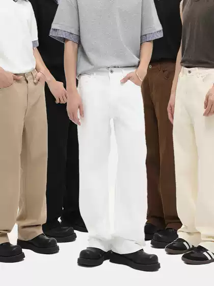 Mtlclothes Men's Clothing | Korean Style Solid Color Simple Basic Casual Versatile Pure Cotton Loose Washed Jeans