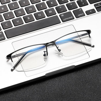 Ultra-light box myopia glasses frame men's anti-blue light half frame business plain glasses Danyang glasses frame wholesale 990070