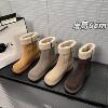 Heightening 6cm Warm Lamb Wool Thick-Soled Short Boots for Women to Wear Outside 2025 New Casual Versatile Side Zipper Snow Boots